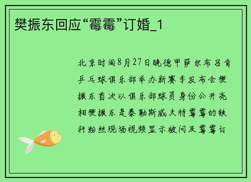 樊振东回应“霉霉”订婚_1